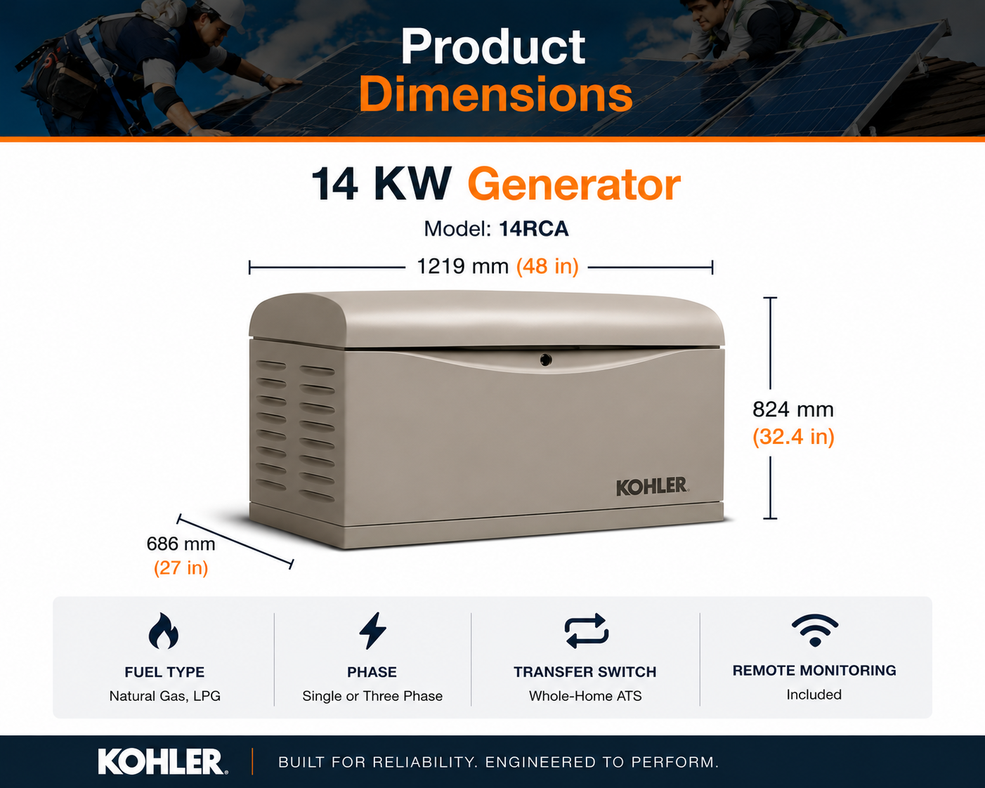 14 kW Generator Dimensions