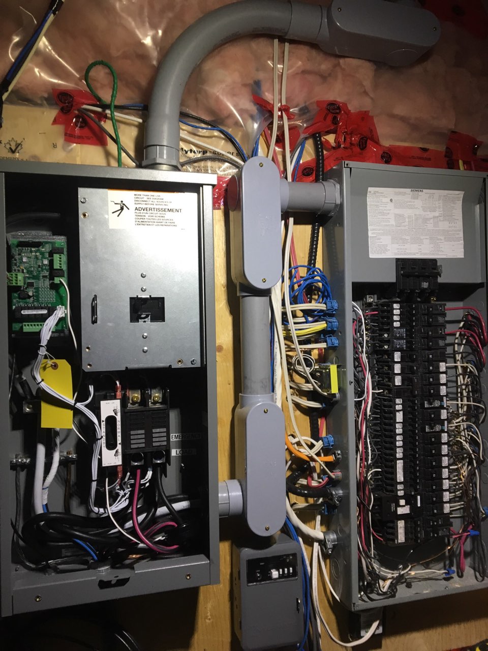 Automatic transfer switch and electrical panel installation